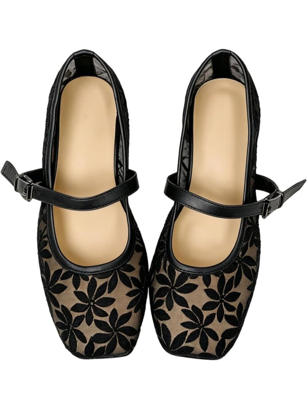 Women's Black Comfortable Dressy Square Closed Toe Casual Ballet Flats Shoes - Picture 1 of 5